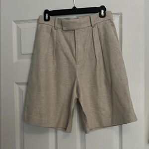 Beige Pleated Shorts